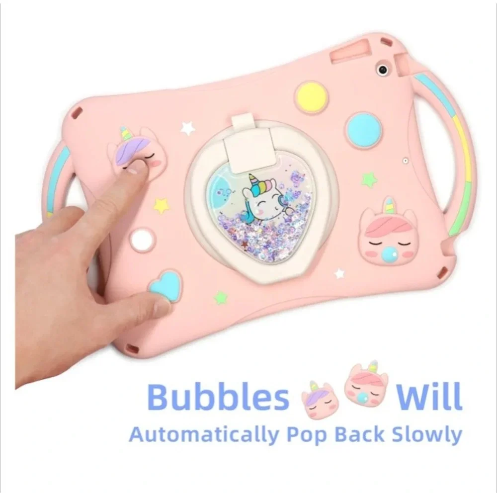 Pink Unicorn iPad Case Cover Kids Shockproof Handle Stand w/ Strap‎ Glitter
